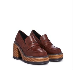 Chunky brown loafers size 7